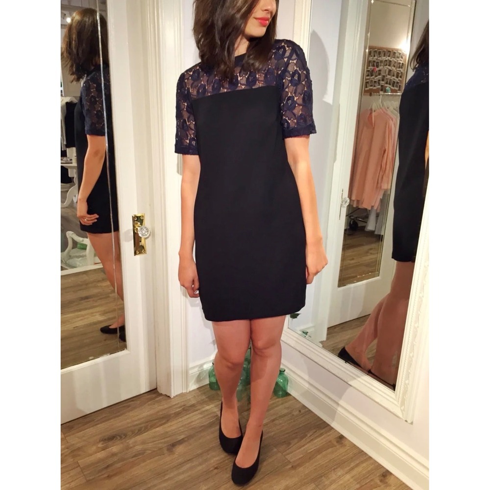 A.L.C. Navy‎ Blue Simms Lace Sleeve Sheath Mini Dress Size 4